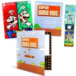 3 Super Mario School Folders - Bundle with 3 Mario 2 Pocket Heavy Duty Laminated Folders for School, Office, More | Mario School Supplies for Boys