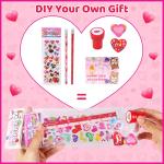 Valentines Day Gifts for Kids，28 Pack Valentines Day Stationery Kids Includes Pencil, Erasers, Cards, Stickers, Stamper for Kids Valentine's Day Party Favor Supplies School Classroom Exchange
