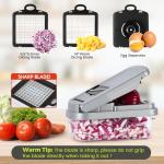 Vegetable Chopper,12-in-1 Multifunctional Food Chopper,Professional Onion Chopper with 7 Bles,Vegetable Cutter with Container for Sal,Potato,Carrot,and Garlic Essential Kitchen Tool (Silver black)