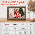 Frameo 10.1" Digital Picture Frame with 32GB Memory Wood WiFi Electronic Photo Frame 1280 x 800 IPS Touch Screen Auto-Rotate Slideshow Wall Mountable Share Photos/Video Remotely Anywhere