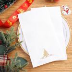 100PCS Christmas Gold Napkins Disposable - Heavy Duty Christmas Tree Napkin - Yule Paper Hand Towels - Xmas Gold Napkin for Kitchen Bathroom Noel Parties Dinners and Events