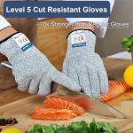 Dowellife Cut Resistant Gloves Food Gre Level 5 Protection, Safety Kitchen Cut Gloves for Chef Oyster Shucking Mandolin Knife Butcher Meat Cutting