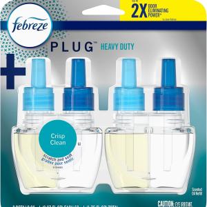 Febreze Odor-Fighting Fe Defy PLUG Air Freshener Refill, Heavy Duty Crisp Clean, (2) .87 fl. oz. Oil Refills
