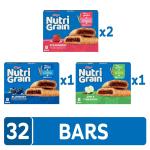 Nutri-Grain Soft Baked Breakfast Bars, Kids Snacks, Whole Grain, Variety Pack (4 Boxes, 32 Count)