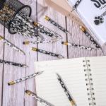 Whaline 48Pcs Dog Paw Short Pencils with Erasers White Black Paw Print Writing Pencil Cute Wood Pencils for Classroom Prize Student Rewards Baby Shower Party Supplies Stationery Gift Set
