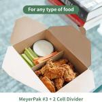 FC Meyer MeyerPak #3 w/ 2-Cell Wing Divider Combo Pack, Leak & Grease Resistant Take Out Boxes, Disposable To Go Food Containers, 7 3⁄4” x 5 1⁄2” x 2 1⁄2“, Kraft, Pack of 50