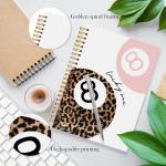 Trendy Leopard Lucky 8 Ball Notebook Journal, Pink Funky Cheetah Print Journal, Preppy Girly Office School Supplies, Aesthetic Billiards Spiral Notebook, 5.5x8.3