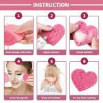 Nuenen 60 Pieces Facial Sponges with Container, Heart Shape Compressed Face Sponges Natural Cleaning Ps for Washing Face Cleaning Exfoliating Esthetician Makeup Removal(Pink)