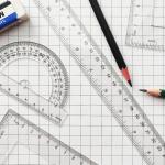 Clear Math Geometry Tool Set,12 Inch Ruler 4 PCS for Measuring and Drafting, Transparent Plastic Straight Ruler, Triangle Rulers, Protractor for Student School Office Supplies, Imperial Metric