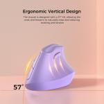 KYSONA 57° Ergonomic Wireless Tower Mouse, Vertical Quiet Ergo Mouse, Bluetooth(BT5.0,BT3.0)&2.4G, (800/1200/2400/2400/4000), 7 Buttons for Windows, macOS, iPOS, Laptop, PC,Purple