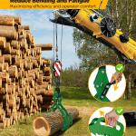 Log Lifting Tongs, Log Grapple Hook with Handle, Upgred Timber Claw Hooks as Handling Tools for Dragging and Lifting Logs Used as Tractor, ATVs and Trucks Accessories (4 Claws - 32‘’)