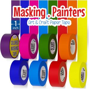 8x Colored Masking Tape, 33 Ft x 1 inch Colored Painters Tape for Arts & Crafts Labeling or Coding, Education Supplies & Craft Supplies Color Tape Rolls, Colorful Masking Craft Tape, Drafting Tape
