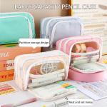 42 PCS Aesthetic School Supplies with Large Pencil Case, 12 Marker Pens with box, 5 Black Ink Gel Pens, 6 Mechanical Pencils Set, Sticky Notes, Complete Essentials Stationery Kit for Students