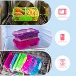4 Pack Reusable Snack Containers with Lids, 2-Compartment Bento Boxes for Kids, Lightweight & Stackable Food Containers, Dishwasher Safe & Refrigerator Safe (4 Colors)