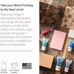 Speedball Deluxe Block Printing Kit - Includes Inks, Brayer, Bench Hook, Lino Handle and Cutters, Speedy-Carve Block, Mounted Linoleum Block (3472)