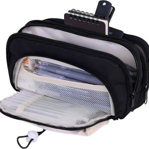 Large Pencil Pouch Big Pencil Case Big Capacity Aesthetic Pen Cosmetic Bag Pen Stationery Organizer Simple, College Office Home Travel Storage Bag (Black)