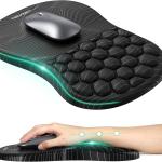 TECKNET Ergonomic Mouse P with Wrist Rest, Soft Mousep with Massage Design, Memory Foam and Non-Slip PU Base for Pain Relief, Gaming Mouse P for Desk, Home, Office, 12x8 Inches, Black White