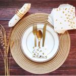 100 PK Gold Napkins - 4 Assorted Designs - 3-Ply Cocktail Napkins Folded 5 x 5 Inches Bar Napkins Disposable Party Napkins Paper Napkins Dinner for Wedding Baby Shower Birthday Gruation 2023