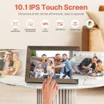 Frameo 10.1" Digital Picture Frame with 32GB Memory Wood WiFi Electronic Photo Frame 1280 x 800 IPS Touch Screen Auto-Rotate Slideshow Wall Mountable Share Photos/Video Remotely Anywhere