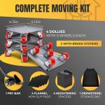 Furniture Moving Dolly Set – Heavy Duty 2300 lb Capacity, 5-Wheel System with Lifter Tool, 360° Swivel Casters, Floor-Safe Design, Includes Gloves & Bag – Move Heavy Items Easily