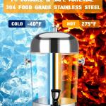 4.4 Gallon Drink Dispenser – Iced Drink Dispenser with Ice Core for Parties and Commercial Beverage Dispenser with Stand Drip Tray for Hot and Cold Beverage Juice Beer Water