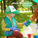 26 Pcs Kids Waste Management Costume Set Recycle Trash Vest Management Garbage Truck Toy Hat Gloves ID Card for Career Day Cosplay