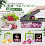 14 in 1 Multifunctional Food Chopper - With Vegetable Peeler, Slicer, Dicer, Cutter for Onion, Carrot, Cucumber - Grey