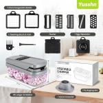 Vegetable Chopper,12-in-1 Multifunctional Food Chopper,Professional Onion Chopper with 7 Bles,Vegetable Cutter with Container for Sal,Potato,Carrot,and Garlic Essential Kitchen Tool (Silver black)