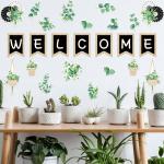 Whaline 29 Pieces Eucalyptus Bulletin Board Set Welcome Banner Simply Boho Bulletin Board Decor Boho Greenery Calendar Cutout Decorations for Back to School Classroom Teacher Supply