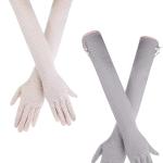 Chuangdi 2 Pairs Women UV Sun Protection Driving Gloves Touchscreen Arm Sun Block Gloves for Outdoor Sports Summer Supplies