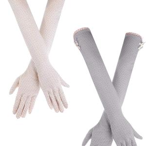 Chuangdi 2 Pairs Women UV Sun Protection Driving Gloves Touchscreen Arm Sun Block Gloves for Outdoor Sports Summer Supplies