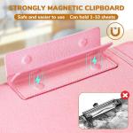 JoyCat 3 Ring Binder Clipboard with Storage,12.4"x10.2"Magnetic Clipboard Folder with 5 Expandable Folders,Refillable Lined Notep (11" x 8.5"),Ideal for School Office Nursing(Pink)