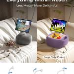 LULULOOK Ultra Fluffy Kindle Pillow Stand for Reing, Lap Tablet Pillow Stand with Snack Bowl & Flodable Arm Compatible with iP, Phone and 4.7-14.6” Tablet for Book Reing in Bed