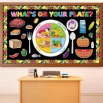 gisgfim My Plate Bulletin Board Decorations Fruit Vegetable Paper Cutouts Cafeteria Nutrition Bulletin Board Set for Back to School Classroom Office Home Wall Doors Decor Supplies