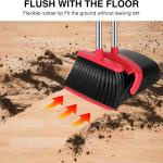 NACENA Broom and Dustpan Set, 52-in Long justable Handle Broom Dustpan Combo with Dustpan Teeth to Automatically Clean Hair Suitable for Home Kitchen Office Hall Floor（Black&Red）