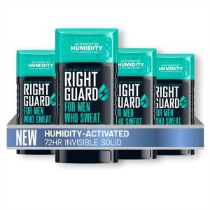 Right Guard Humidity Breaker Antiperspirant & Deodorant for Men, Cold Front Scent, 2.5oz (4 Pack) Invisible Solid, 2x Sweat Protection, 72HR Odor Control, Humidity Activated