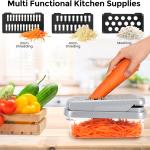 Vegetable Chopper,12-in-1 Multifunctional Food Chopper,Professional Onion Chopper with 7 Bles,Vegetable Cutter with Container for Sal,Potato,Carrot,and Garlic Essential Kitchen Tool (Silver black)