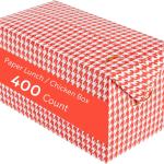 Restaurantware Bio Tek 80 Ounce To Go Boxes 400 Rectangle Take Out Food Containers - Fast Top Closure Disposable Red Houndstooth Paper Carry Out Containers For Burgers Or Fried Chicken