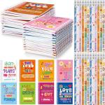 Crtiin 48 Pcs Include 24 Bible Verse Notep 24 Pencils Kids Christmas Christian Church Gifts Students Classroom Award Religious Notebook Bible Pencils Prayer Pocket School(Classic Style,Eclectic)