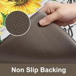 KIMODE Anti Fatigue Kitchen Mat, Farmhouse Sunflower Kitchen Rugs Sets of 2, Kitchen Floor Mats Non-Slip Cushioned, Comfort Kitchen Mats for Floor Sink, Laundry, Desk White 17"x47"+17"x29"