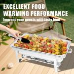 4 Pack Chafing Dishes Buffet Set 9QT, Food Warmer for Parties Buffet, 4 Full Size Chafing Pans, Chafers and Buffets Warmers Sets for Parties, Catering Supplies, Banquets, Weddings