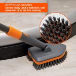 Tile Tub Scrubber Brush with 3 Different Function Cleaning Hes and 56" Extendable Long Handle-No Scratch Shower Scrubber for Cleaning Bathroom Kitchen Toilet Wall,Bathtub,Sink,Grey