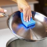 Basics Non-Scratch Scrub Sponges, Safe on Non-stick Cookware, Blue, 6 Count