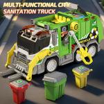 Trash Truck Toy with 4 Trash Bins | Front Lifting Frame for Garbage Disposal | Waste Management Garbage Truck Toys | Light & Sound Effects | Holiday and Birthday Gift for Boys & Girls
