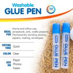 BAZIC Products Washable Glue Pen 1.7 Oz. (50 mL), Liquid Clear Glues Bond hesive for Art Crafts Project at School Home Office (2/Pack), 1-Pack
