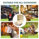[6x6"-50Pack]100% Compostable To Go Food Containers with Lids, Burger Box Take Out Clamshell Container, Bio Disposable | Eco Friendly | Heavy-Duty Boxes, Me of Sugarcane Fibers