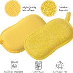 Multipurpose Kitchen Scrub Sponges, Heavy Duty Cleaning Non-Scratch Scrub Sponge, Reusable Microfiber Sponge for Household Cleaning, Random Colors (Multicolour)