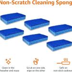 Basics Non-Scratch Scrub Sponges, Safe on Non-stick Cookware, Blue, 6 Count