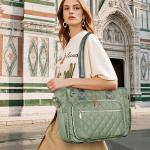 Large Bible Bag with Bible Cover Case for Women, Church Bag with Shoulder Strap, Quilted Bible Cover for Bible Study Supplies, a Christian Gift for Women, Green