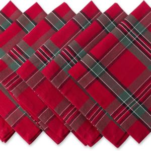 DII Farmhouse Christmas Plaid Dining Table & Kitchen Décor, Holiday Napkin Set, 18X18, Red & Green, 6 Count